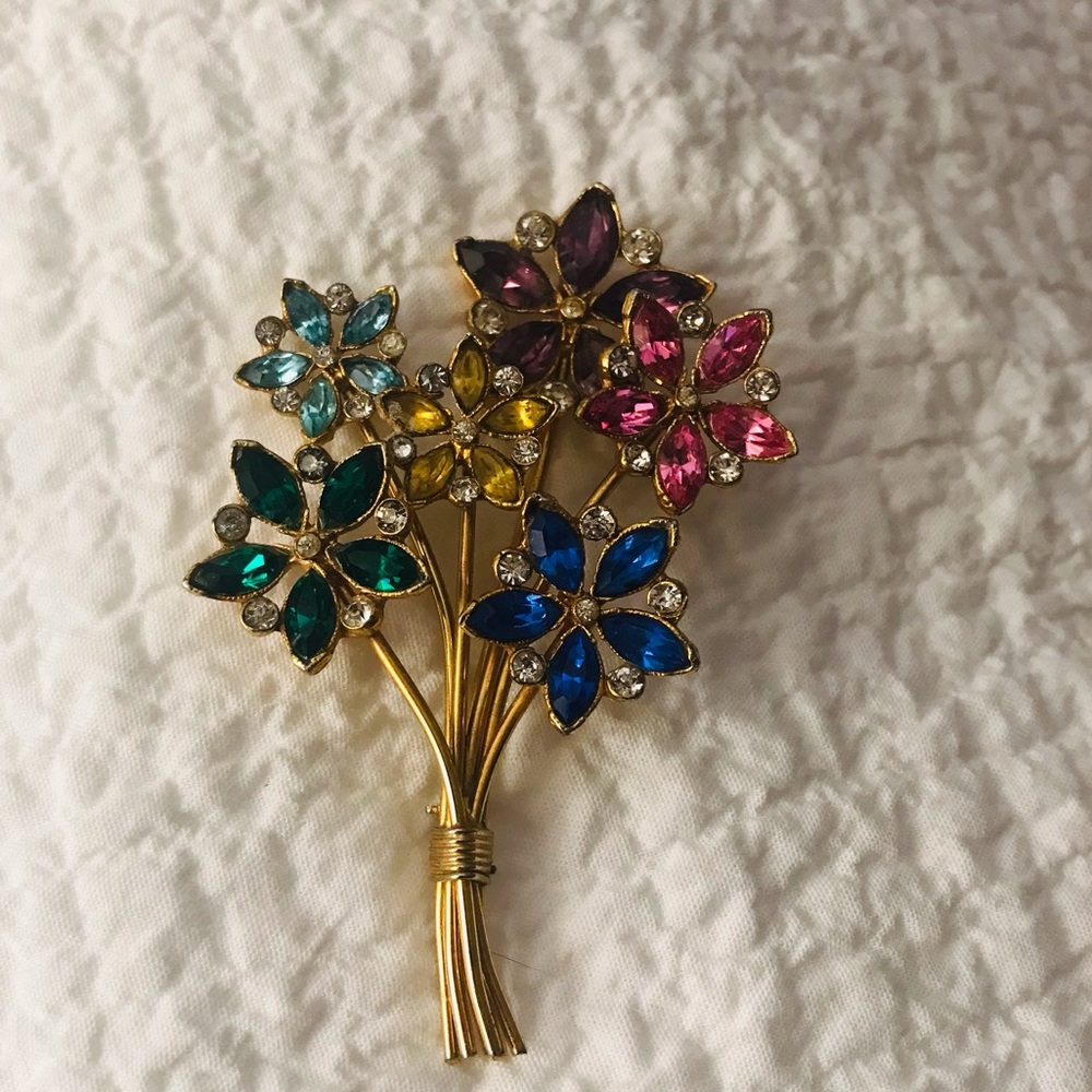 ‼️💥PRICE DROP☄️Vintage Rare Bouquet Flowers Fur Clip Brooch Pin 1940s - Picture 6 of 8